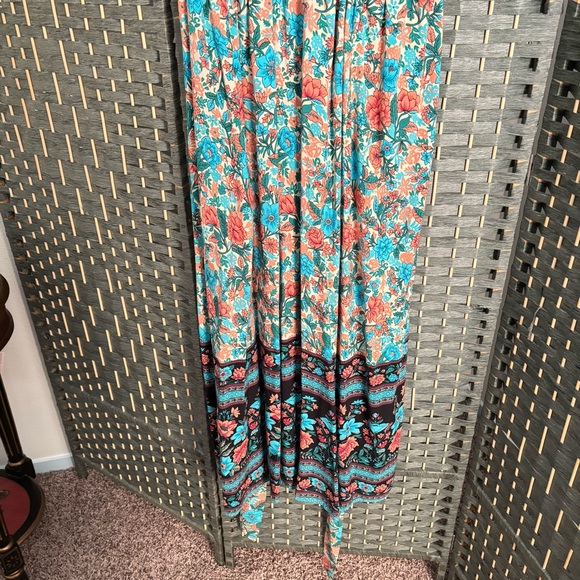 BloomChic Teal and Red Floral Maxi Dress - Picture 9 of 10